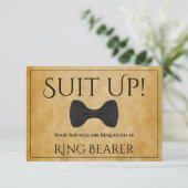 Anzug Up Be My Ring Bearer Imitats Perchcard Karte (Stehend Vorderseite)