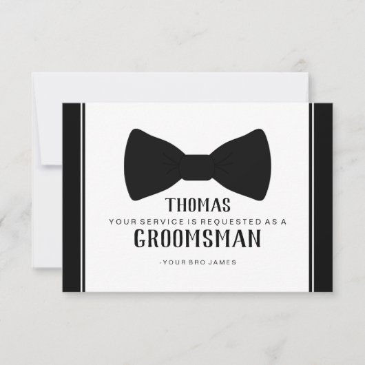 Anzug Up Trauzeuge Card - Tux Black Krawatte Einladung (Vorderseite)