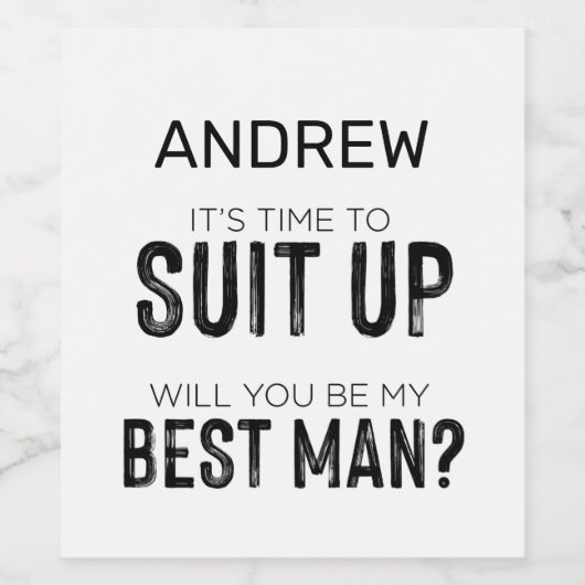 Anzug Up Trauzeuge Trauzeuge Hochzeitsfeier Fragen Weinetikett (Einzelnes Label)