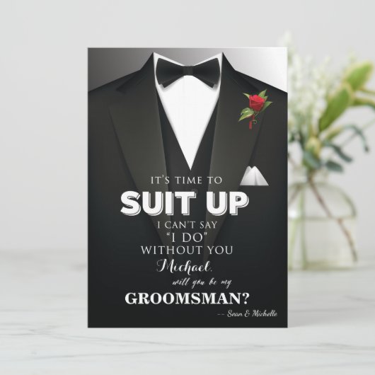 Anzug Up Trauzeuge Tuxedo Einladung (Stehend Vorderseite)