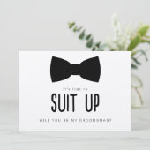 Anzug-Up-Trauzeuge-Vorschlagskarte Einladung (Stehend Vorderseite)