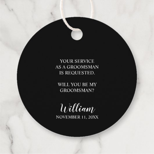 "ANZUG UP" Vorschlag für schwarzen Anzug und Krawa Geschenkanhänger (Rückseite)