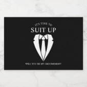 "ANZUG UP" Vorschlag für schwarzen Anzug und Krawa Schaumweinetikett (Einzelnes Label)