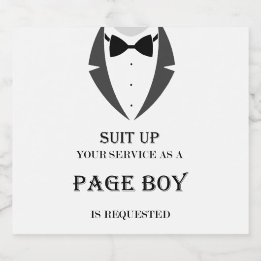 Anzug Up werden Sie mein Page Boy Beer Label Bierflaschenetikett (Einzelnes Label)