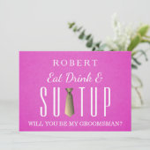 Anzug-up Werden Sie mein Trauzeuge Einladung (Stehend Vorderseite)