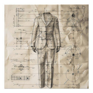 Anzug Vintage Diagramm Fotodruck