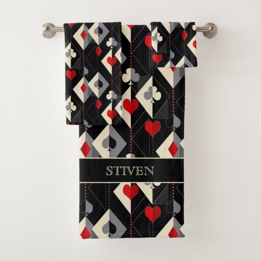 Anzug von Spielkarten im Poker. Badhandtuch Set (Insitu)