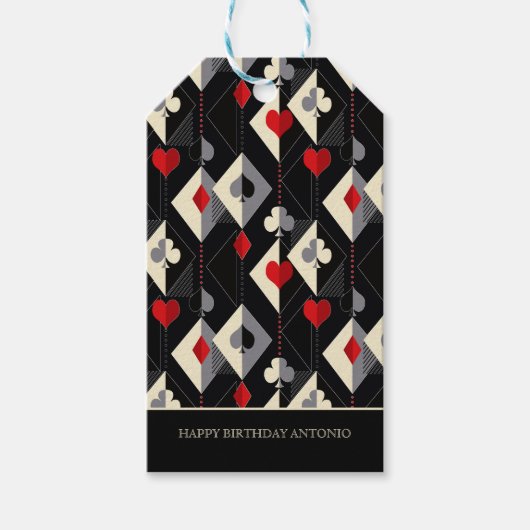 Anzug von Spielkarten im Poker. Geschenkanhänger (Vorderseite)