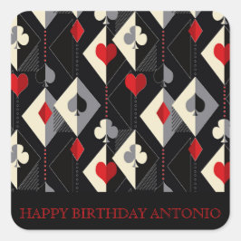 Anzug von Spielkarten im Poker. Quadratischer Aufkleber