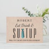 Anzug wird mein Trauzeuge sein Einladung (Stehend Vorderseite)