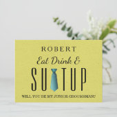 Anzug wird mein Trauzeuge sein Einladung (Stehend Vorderseite)