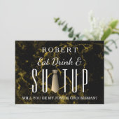 Anzug wird mein Trauzeuge sein Einladung (Stehend Vorderseite)