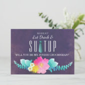 Anzug wird mein Trauzeuge sein Einladung (Stehend Vorderseite)