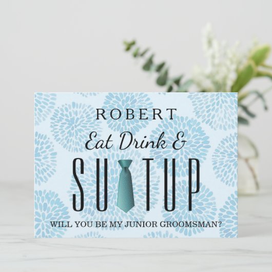 Anzug wird mein Trauzeuge sein Einladung (Stehend Vorderseite)