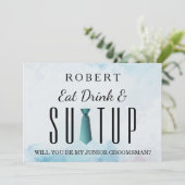 Anzug wird mein Trauzeuge sein Einladung (Stehend Vorderseite)