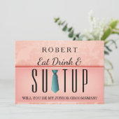 Anzug wird mein Trauzeuge sein Einladung (Stehend Vorderseite)