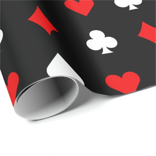 Anzüge der Black Red and White Casino Card Geschenkpapier (Rolleneckpunkt)