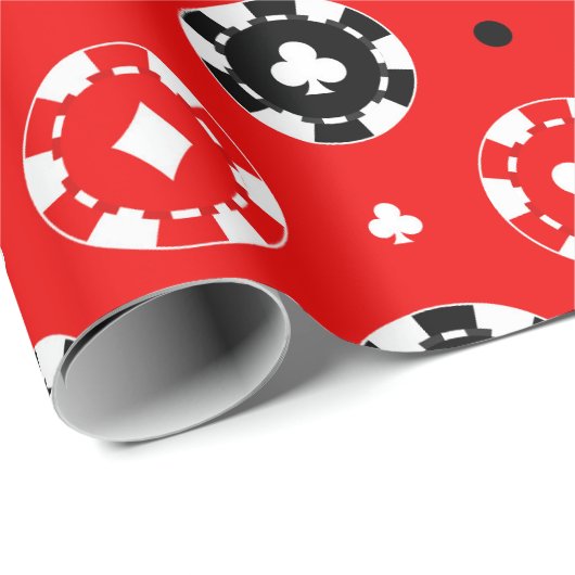Anzüge der Black Red and White Casino Card Geschenkpapier (Rolleneckpunkt)