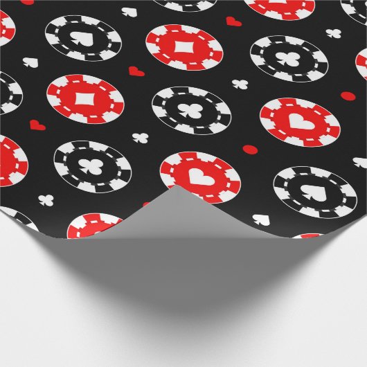 Anzüge der Black Red and White Casino Card Geschenkpapier (Ecke)