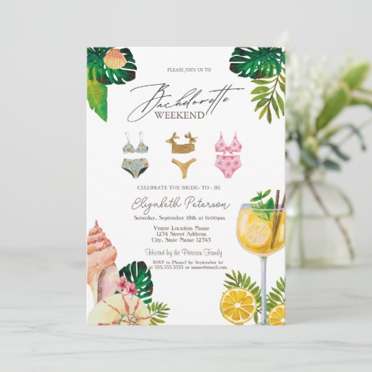 Anzüge Leaf Cocktails Junggeselinnen-Abschied Einladung (Stehend Vorderseite)