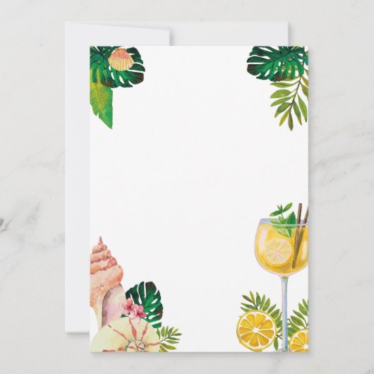 Anzüge Leaf Cocktails Junggeselinnen-Abschied Einladung (Rückseite)