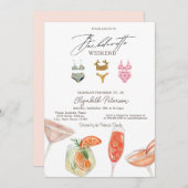 Anzugs Cocktails Junggeselinnen-Abschied Einladung (Vorne/Hinten)