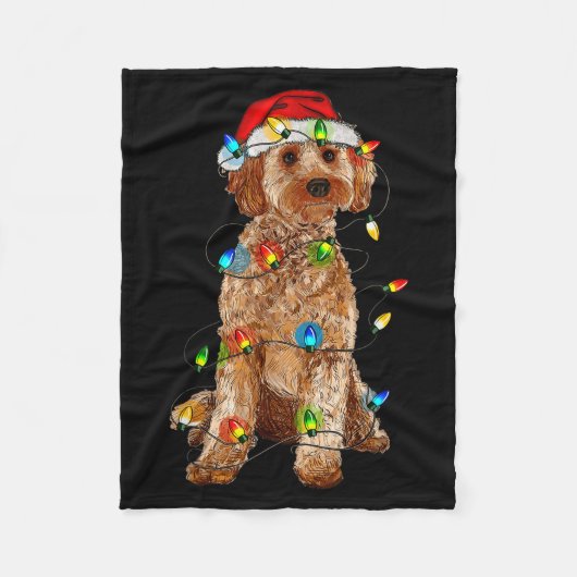 Ao Christmas Tree Light Pajama Dog Lover Xmas Funn Fleecedecke (Vorderseite)