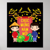 Ao Dai Kids Chuc Mung Nam Moi Vietnamese Neujahr Poster (Vorne)
