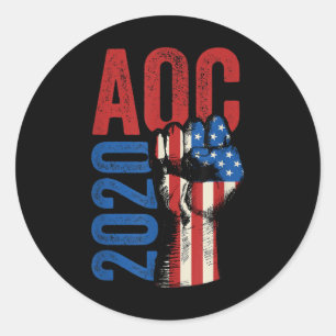 AOC 2020 für Präsident Alexandria Ocasio Cortez El Runder Aufkleber