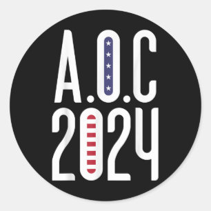 Aoc 2024 - Alexandria Ocasio-cortez American Flag Runder Aufkleber
