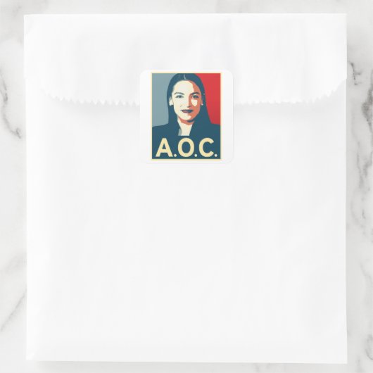 AOC 2024 Propaganda Quadratischer Aufkleber (Tasche)