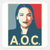 AOC 2024 Propaganda Quadratischer Aufkleber (Vorderseite)