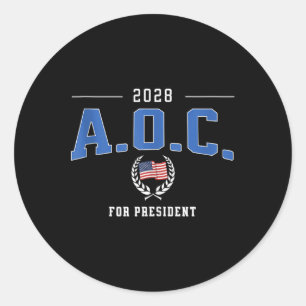 AOC 2028 für Präsident Alexandria Ocasio-cortez De Runder Aufkleber
