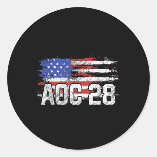 Aoc 2028 Präsident erschüttert US-Flagge Runder Aufkleber (Vorderseite)
