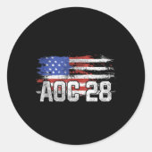 AOC 2028 Präsident gestürzt US-Flagge Top Runder Aufkleber (Vorderseite)