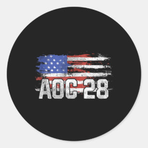 AOC 2028 Präsident gestürzt US-Flagge Top Runder Aufkleber