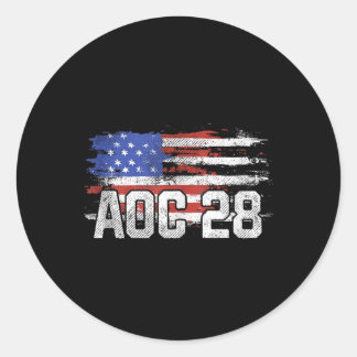 AOC 2028 Präsident gestürzt US-Flagge Top Runder Aufkleber