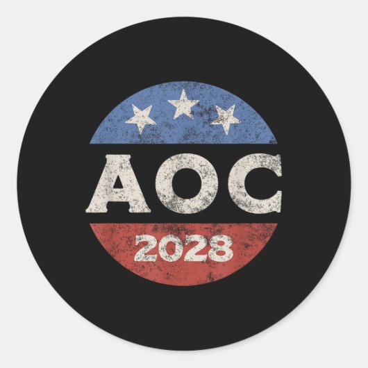 Aoc 2028 Wahl Retro Runder Aufkleber (Vorderseite)