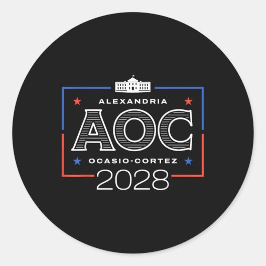 Aoc 2028 Weißes Haus Runder Aufkleber (Vorderseite)