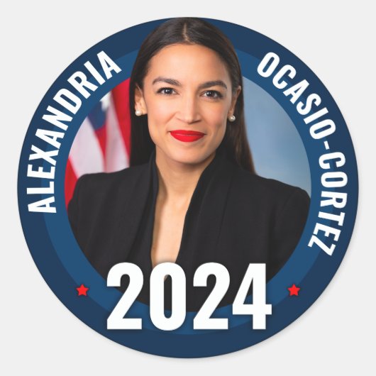 AOC - Alexandria Ocasio-Cortez 2024 Runder Aufkleber (Vorderseite)