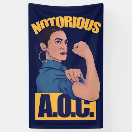 AOC alexandria ocasio cortez retro rosie Banner (Vertikal)