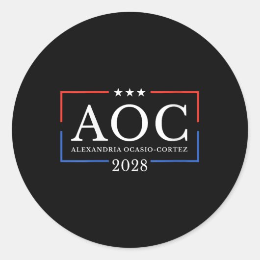 Aoc für Präsident 2028 Einfaches Zeichen für Fraue Runder Aufkleber (Vorderseite)