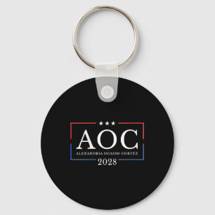 Aoc für Präsident 2028 Einfaches Zeichen für Fraue Schlüsselanhänger