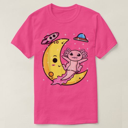 Aolotl auf dem Mond Salamander Weltraumastronaut T-Shirt (Design vorne)