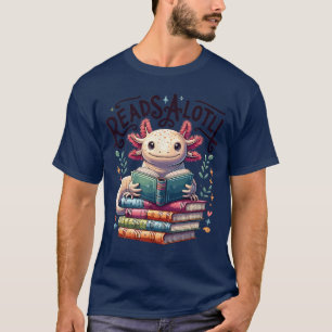 Aolotl Bücher Lesesalotl Lesen Bücherwurm Jungen M T-Shirt