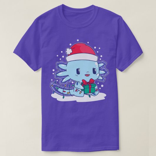 Aolotl Weihnachtsmannmütze Xmas Lights Niedlich Ka T-Shirt (Design vorne)