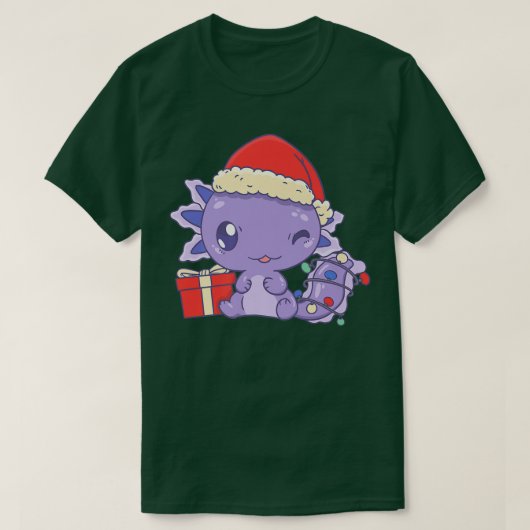 Aolotl Weihnachtsmannmütze Xmas Lights Niedlich Ka T-Shirt (Design vorne)