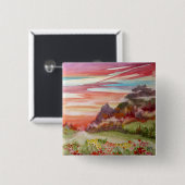 "Äone-Insel: Sonnenuntergang-Gebirgs" Quadrat Button (Vorne & Hinten)