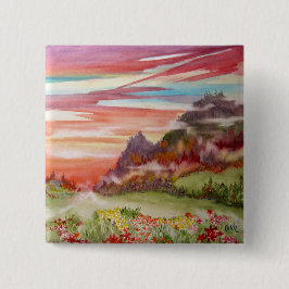 "Äone-Insel: Sonnenuntergang-Gebirgs" Quadrat Button