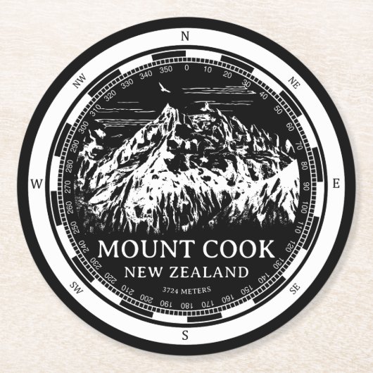 Aoraki Mount Cook - Canterbury Neuseeland Runder Pappuntersetzer (Vorderseite)